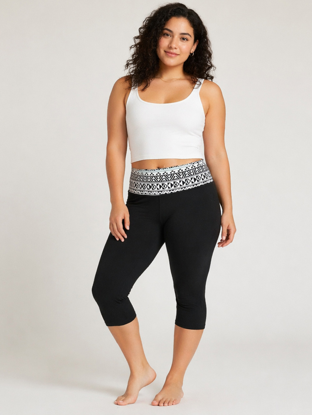 VS PINK Y2K Yoga Capri Leggings Black Geo Waistband Size L